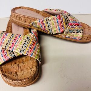 Stuart Weitzman Colorful Woven Cork Slides